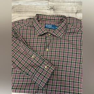 Polo Ralph Lauren Plaid Button Down Shirt Men's Size XL Green Red Gold Casual